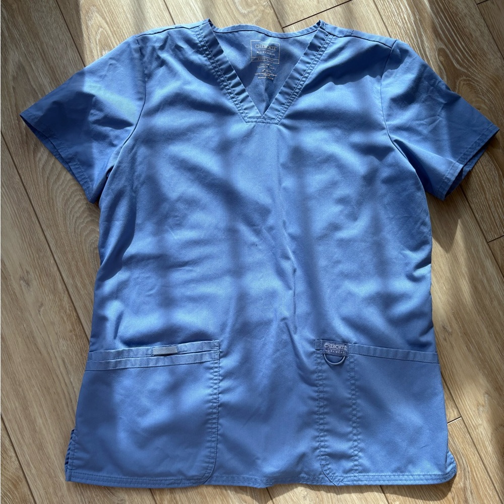 Cherokee Workwear Blue Scrub Top
